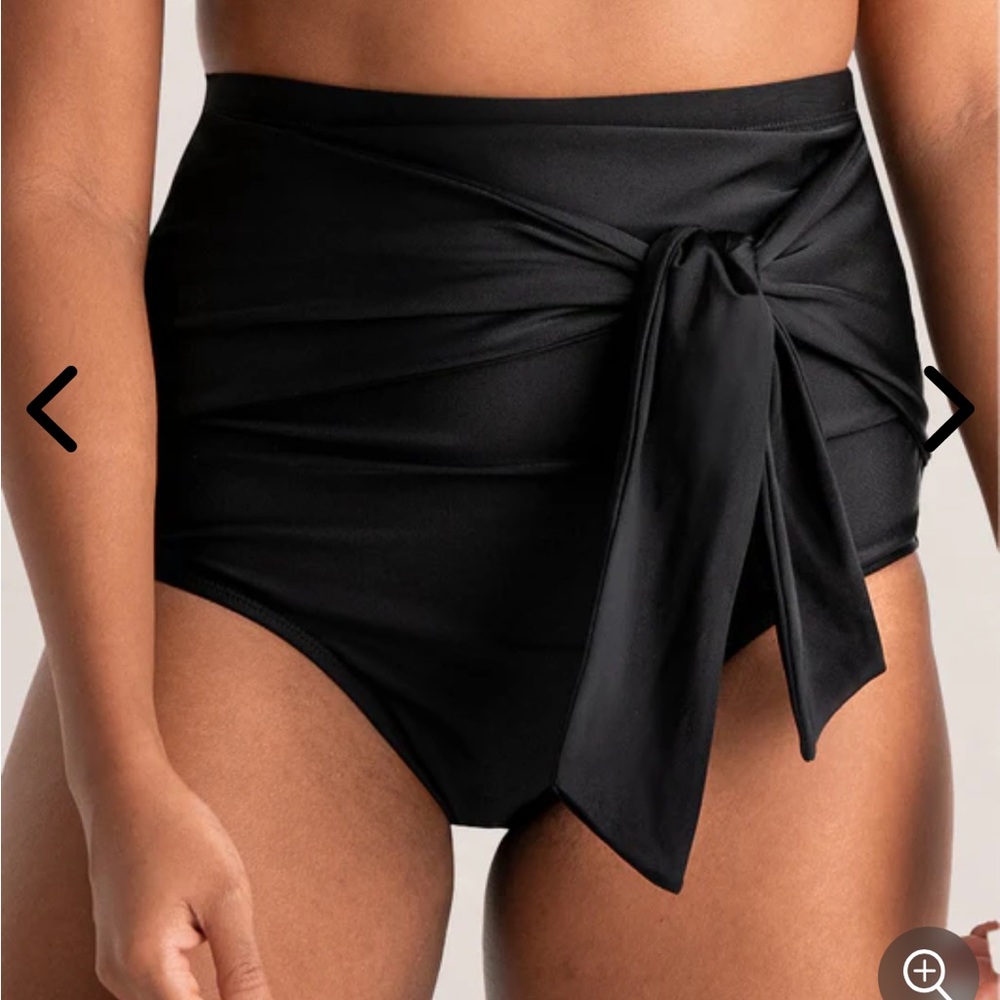 Shapermint Black High-Waisted Bikini Bottom with Tie
